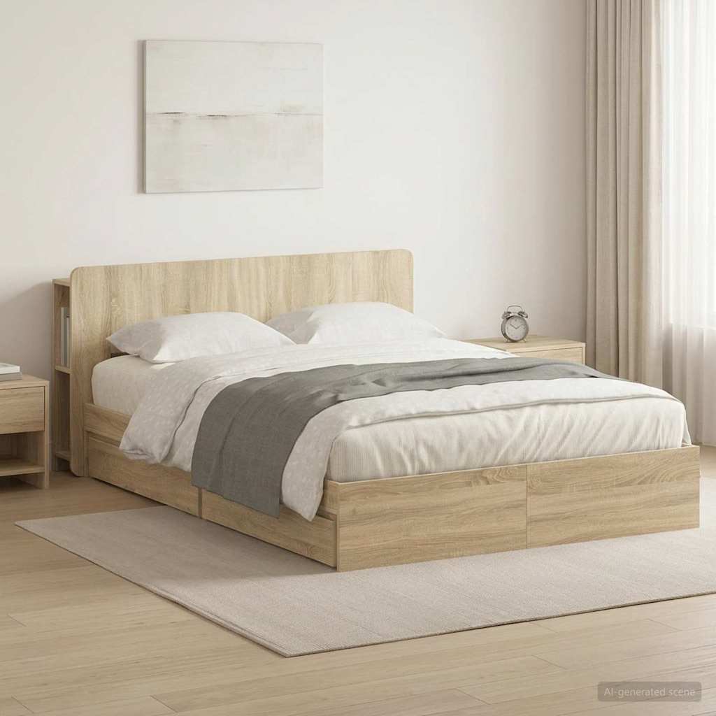 Bed Frame With Storage Engineered Wood