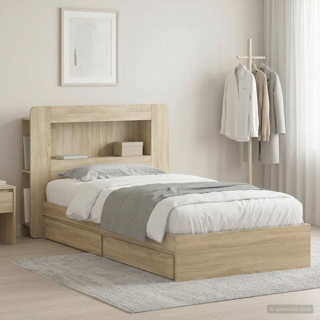 Bed Frame With Storage Engineered Wood