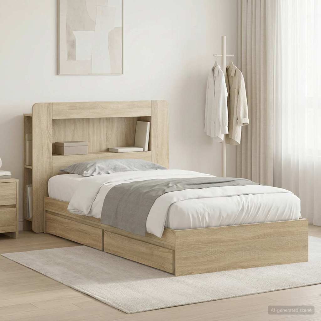 Bed Frame With Storage Engineered Wood