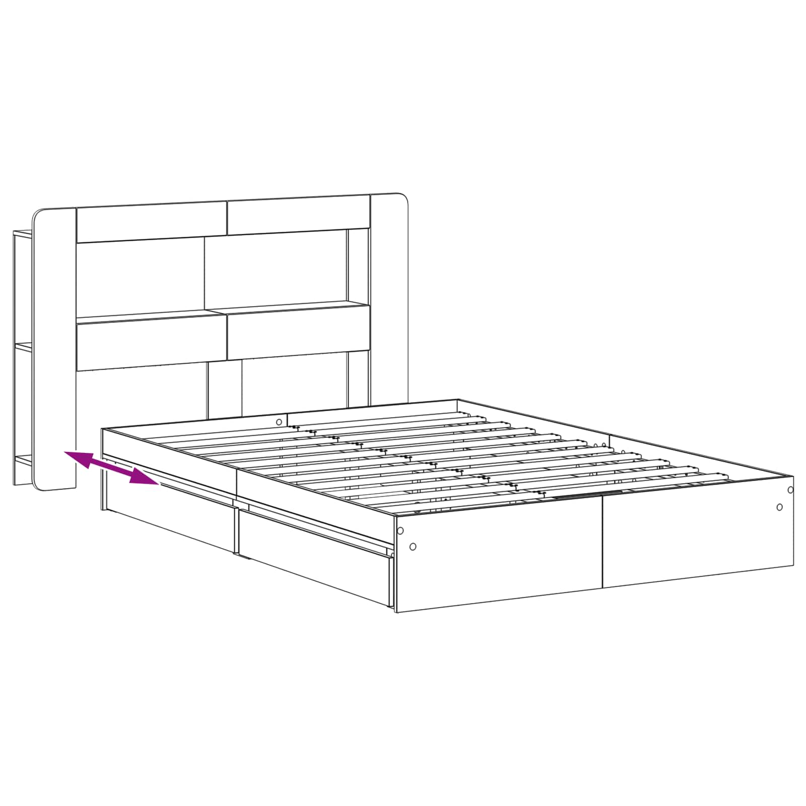Bed Frame With Storage Engineered Wood