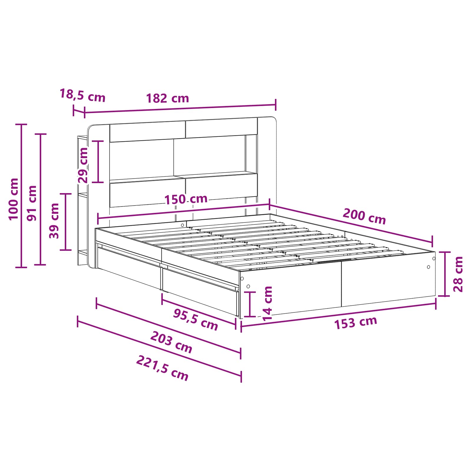 Bed Frame With Storage Engineered Wood