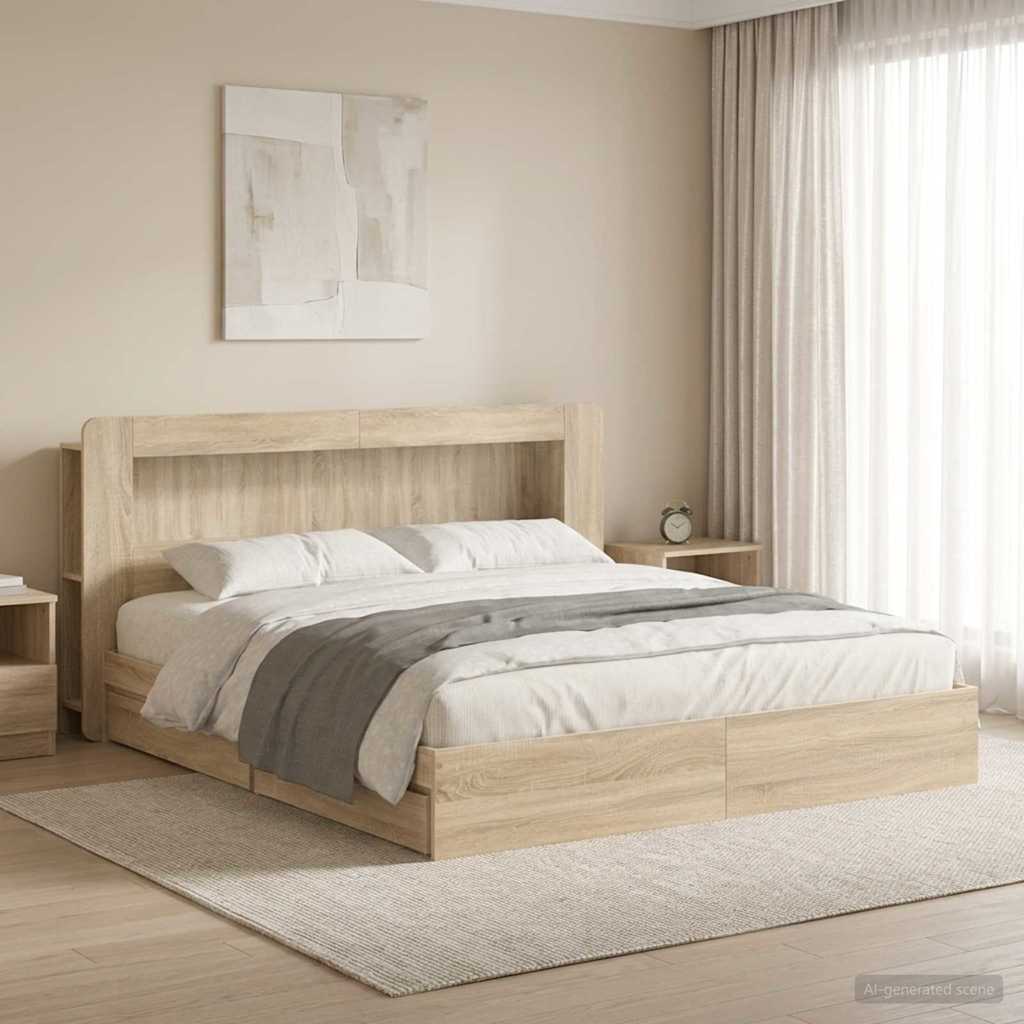 Bed Frame With Storage Engineered Wood
