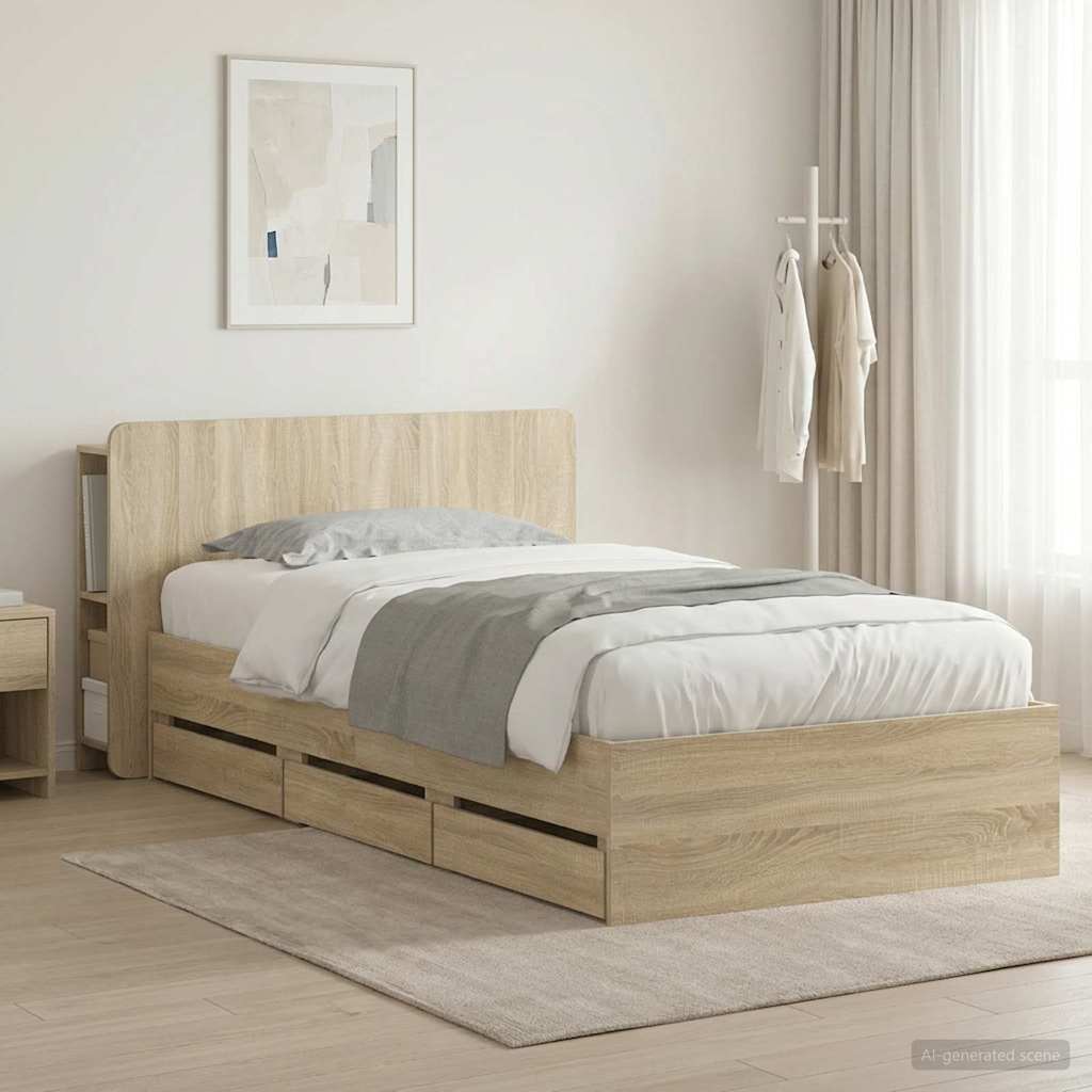 Bed Frame With Storage Engineered Wood