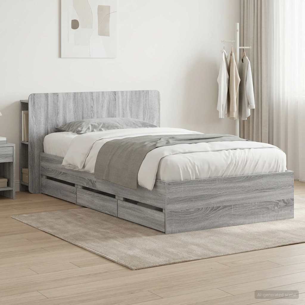 Bed Frame With Storage Engineered Wood
