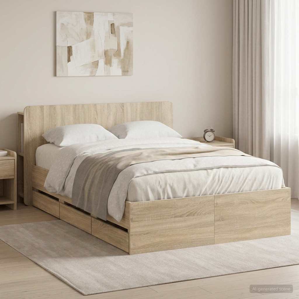 Bed Frame With Storage Engineered Wood