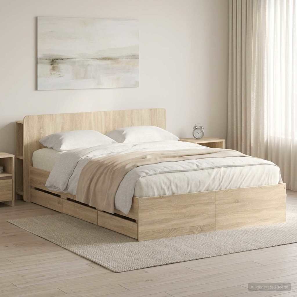 Bed Frame With Storage Engineered Wood