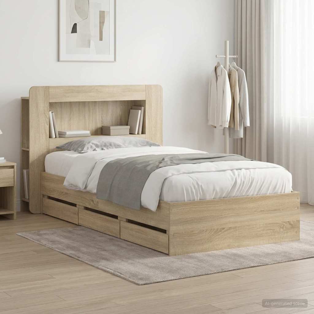 Bed Frame With Storage Engineered Wood