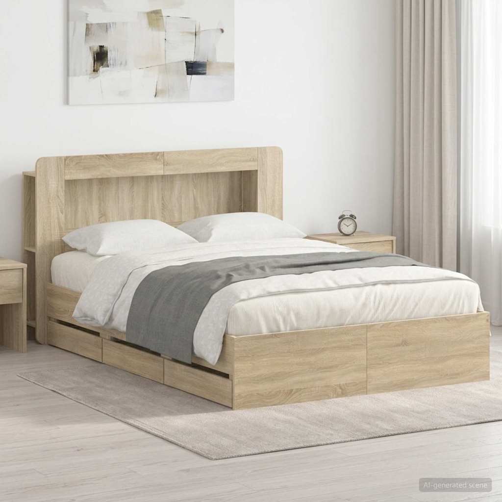 Bed Frame With Storage Engineered Wood