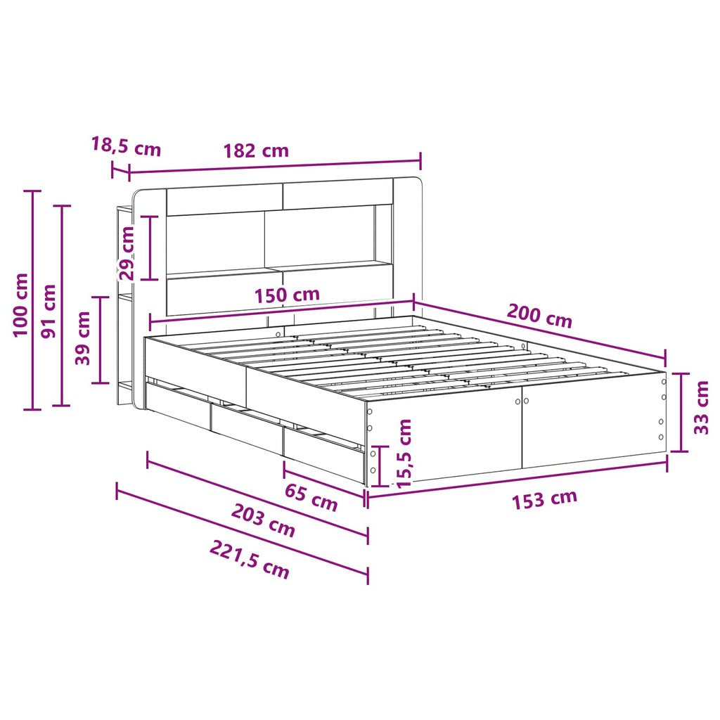 Bed Frame With Storage Engineered Wood