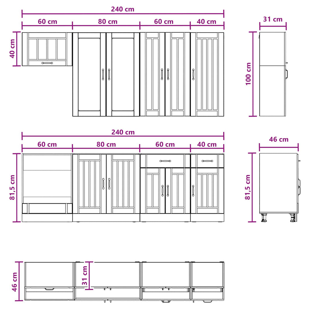 Cabinet Set With Drawer With Shelf 8 Pcs Engineered Wood