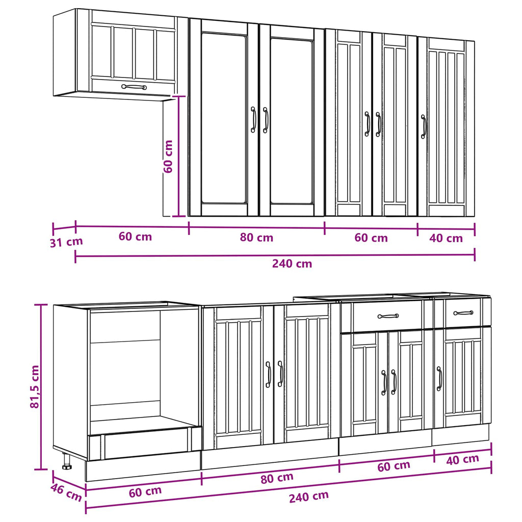 Cabinet Set With Drawer With Shelf 8 Pcs Engineered Wood