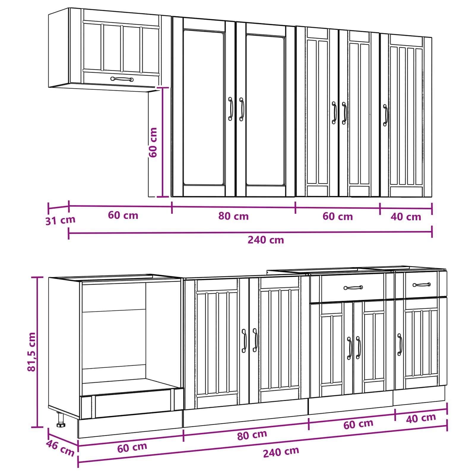 Cabinet Set With Drawer With Shelf 8 Pcs Engineered Wood