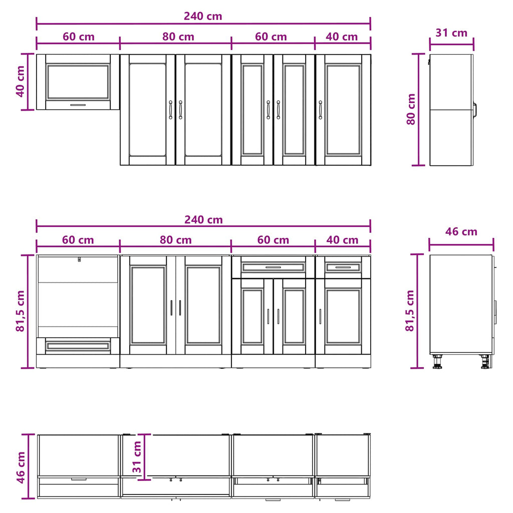 Cabinet Set With Drawer With Shelf 8 Pcs Engineered Wood