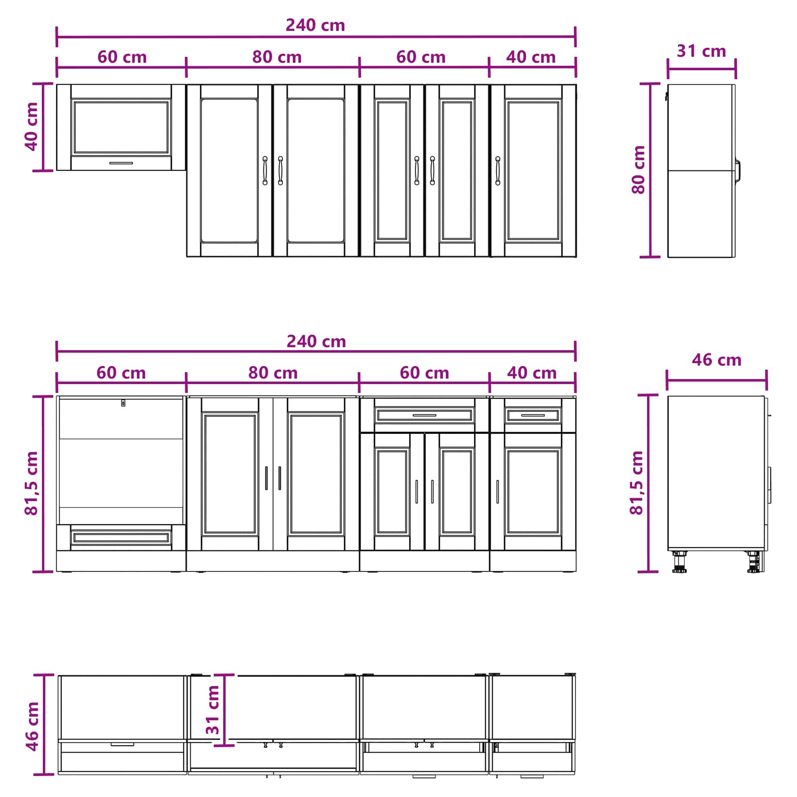 Cabinet Set With Drawer With Shelf 8 Pcs Engineered Wood