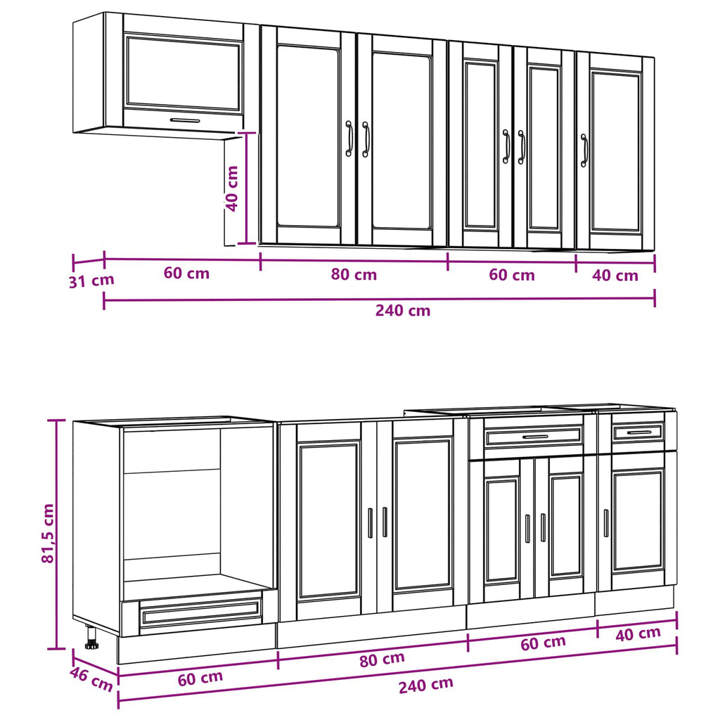 Cabinet Set With Drawer With Shelf 8 Pcs Engineered Wood