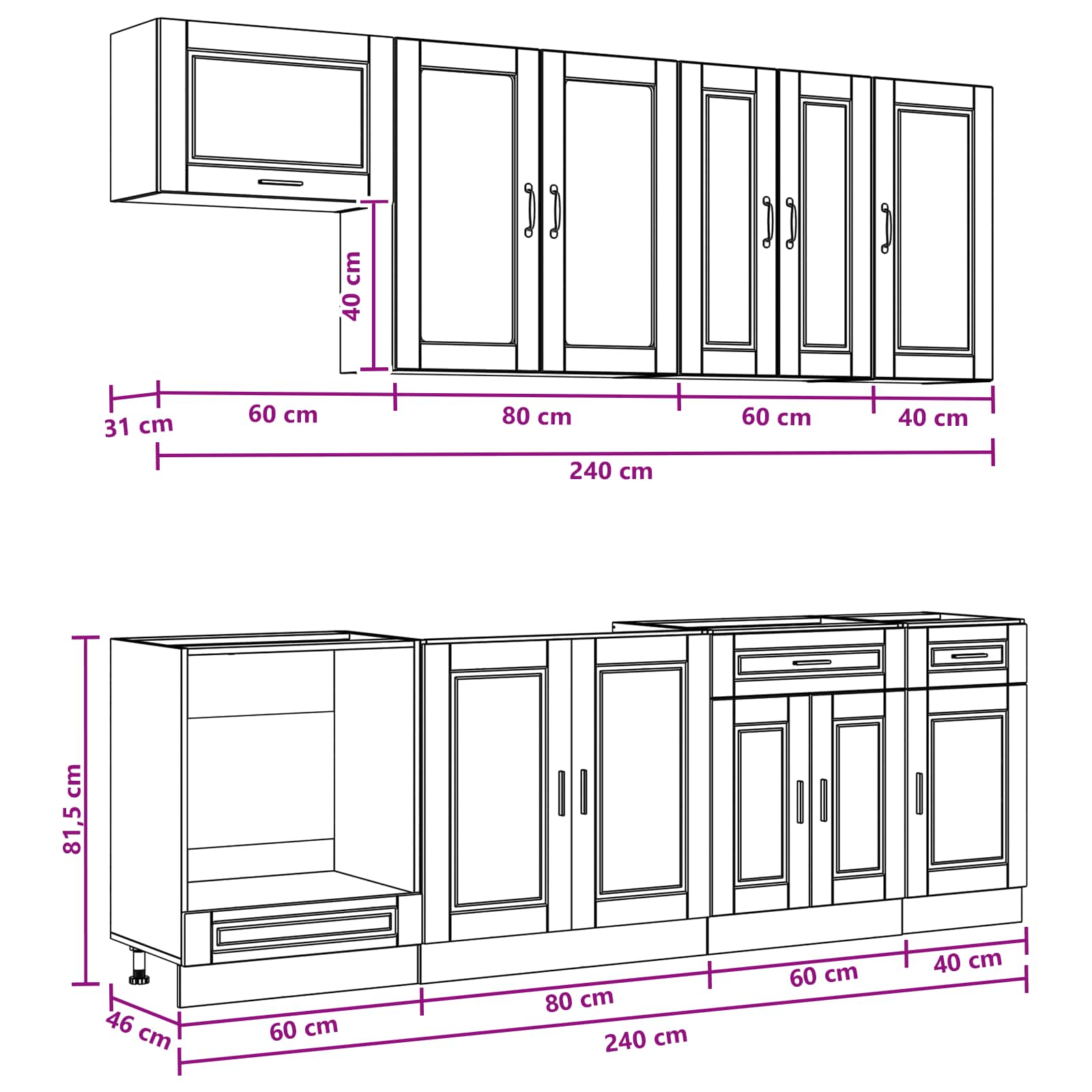Cabinet Set With Drawer With Shelf 8 Pcs Engineered Wood