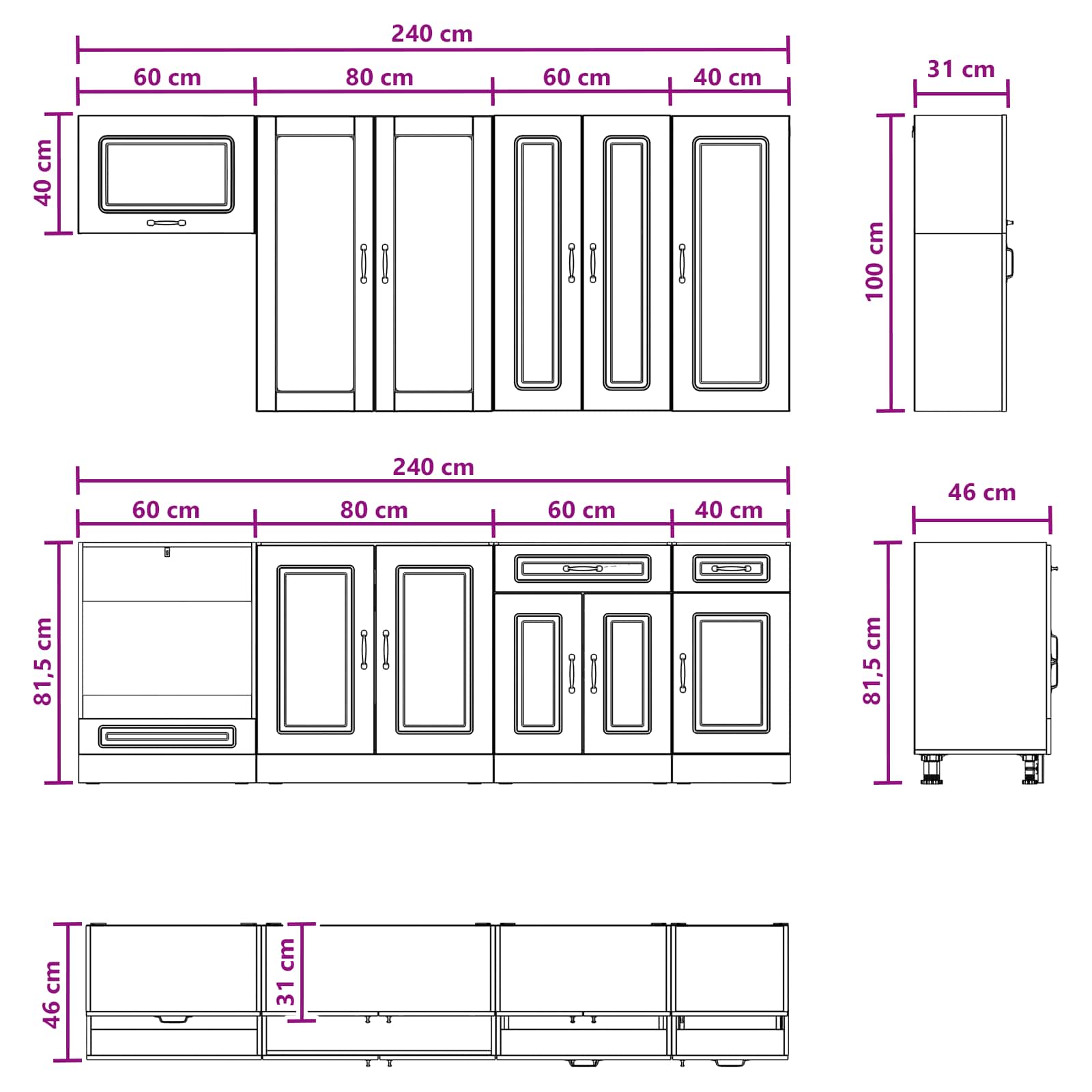 Cabinet Set With Drawer With Shelf 8 Pcs Engineered Wood
