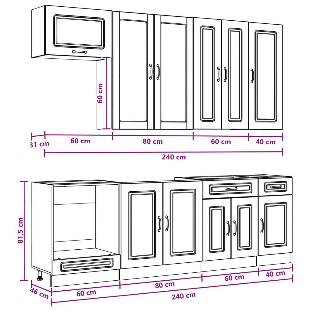 Cabinet Set With Drawer With Shelf 8 Pcs Engineered Wood
