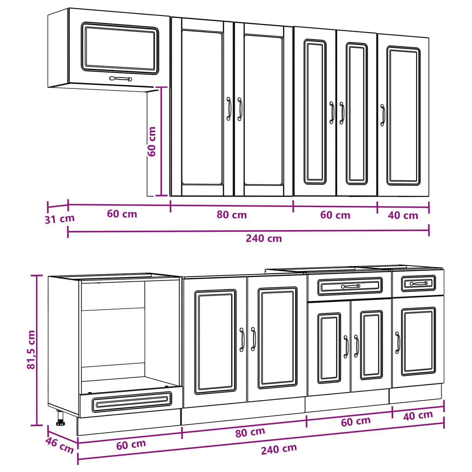 Cabinet Set With Drawer With Shelf 8 Pcs Engineered Wood