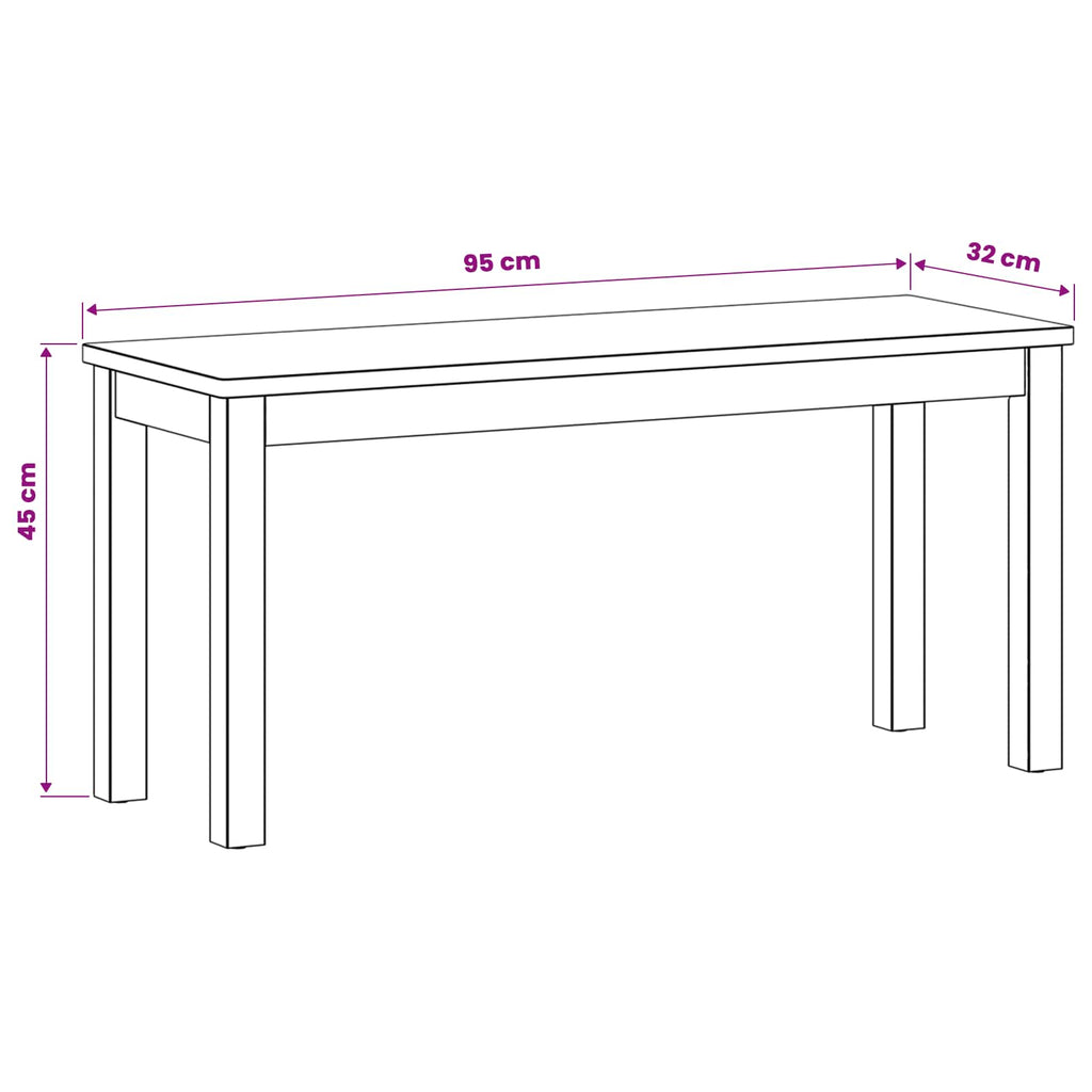 Dining Bench 95 X 32 X 45 Cm Solid Oak Wood Natural