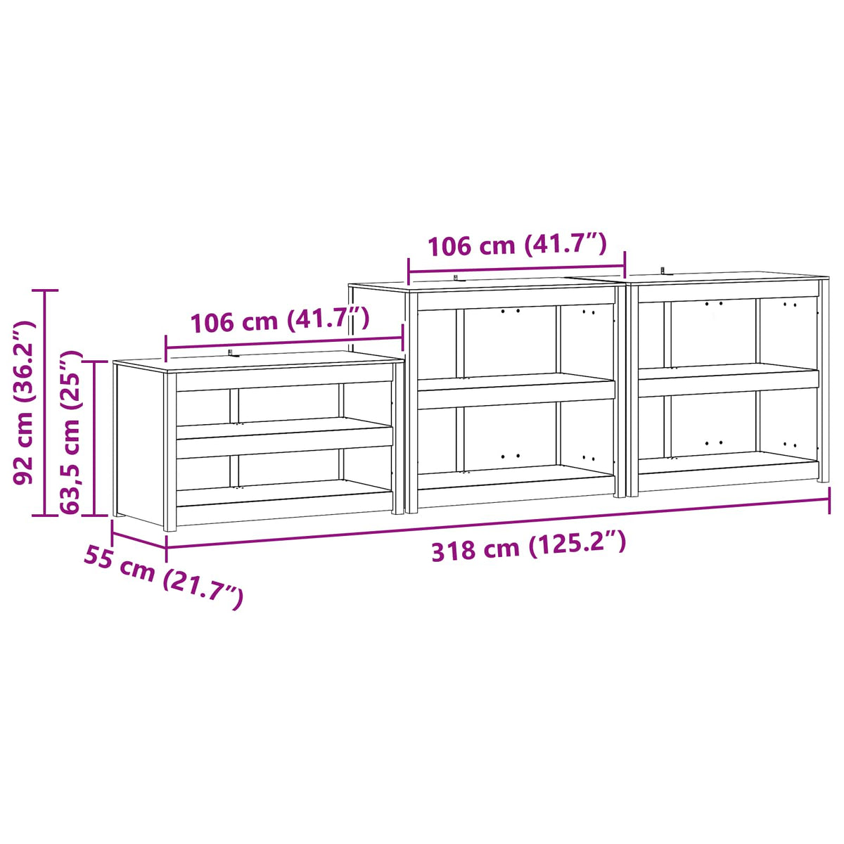 Kitchen Cabinets Outdoor Cabinet Shelf Meppel 3 Pcs Natural douglas 318 cm