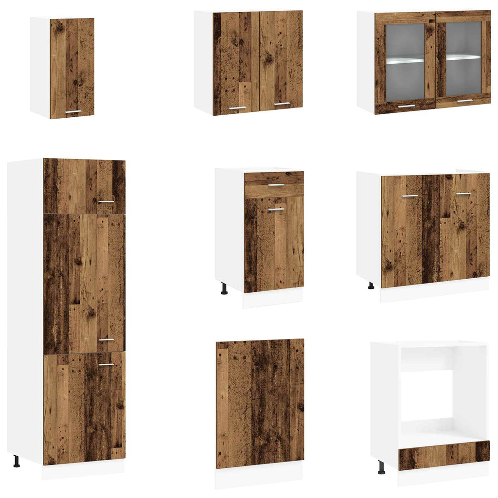 Kitchen Cabinets Unit Lyon 8 Pcs Engineered Wood Concrete Grey Artisan Oak White