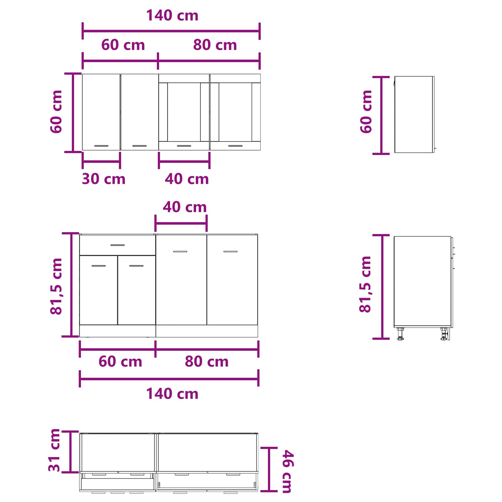 Kitchen Unit Lyon 4 Pcs Engineered Wood