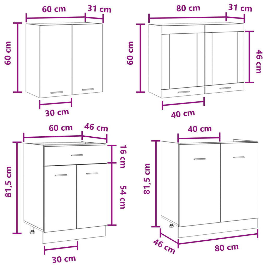 Kitchen Unit Lyon 4 Pcs Engineered Wood