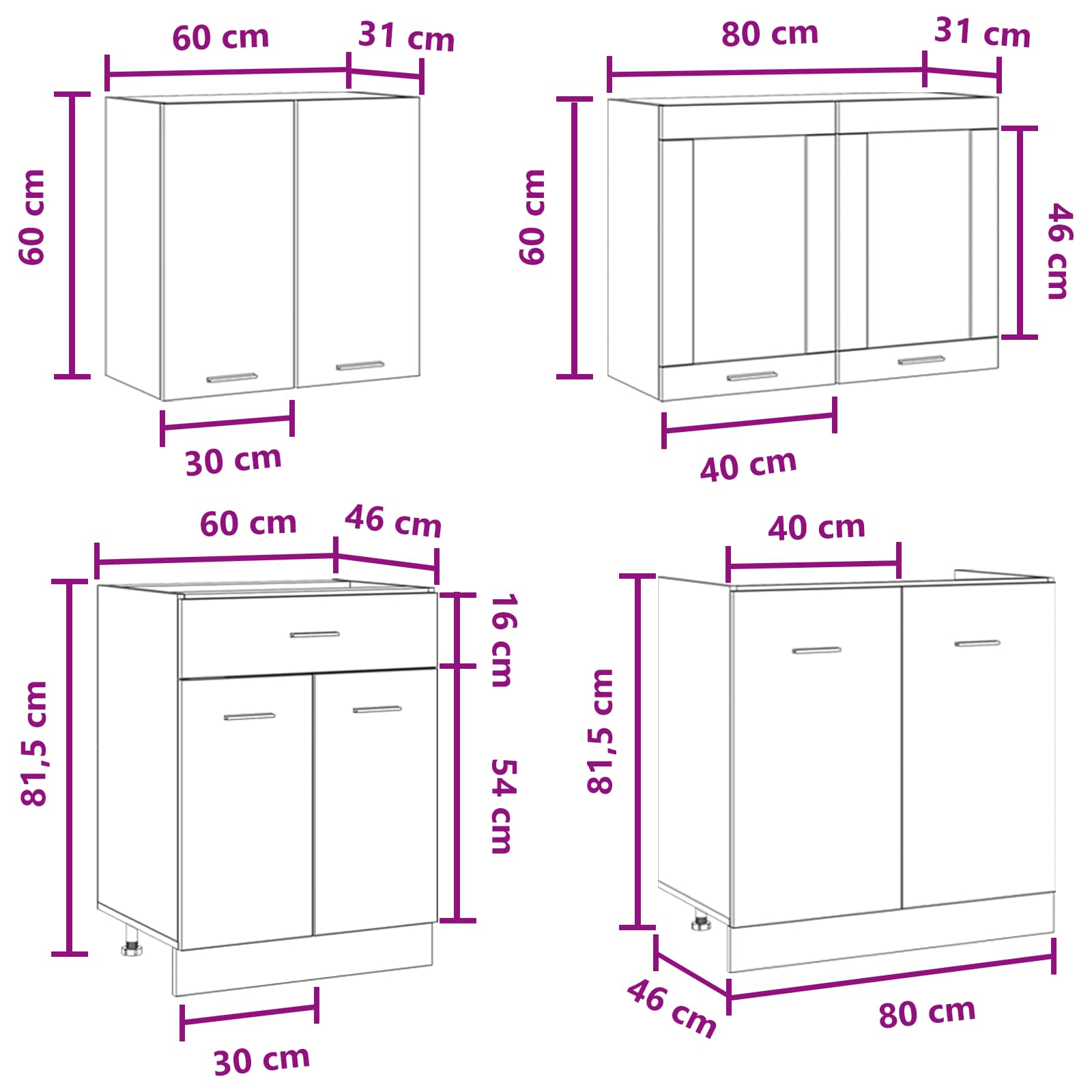 Kitchen Unit Lyon 4 Pcs Engineered Wood