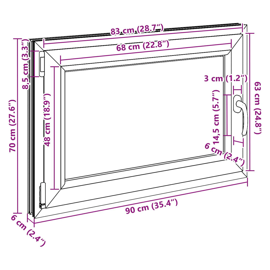 Windows Basement Window Risor 90 X 70 Cm Pvc Glass White PVC and glass
