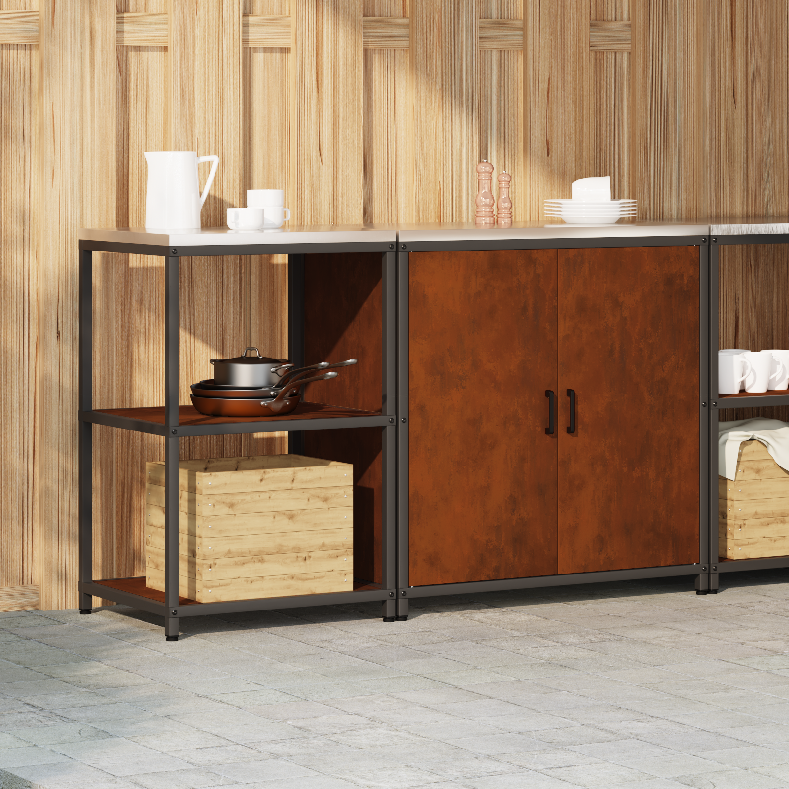 Kitchen Storage Set Hattem 2 Pcs Rusty Steel