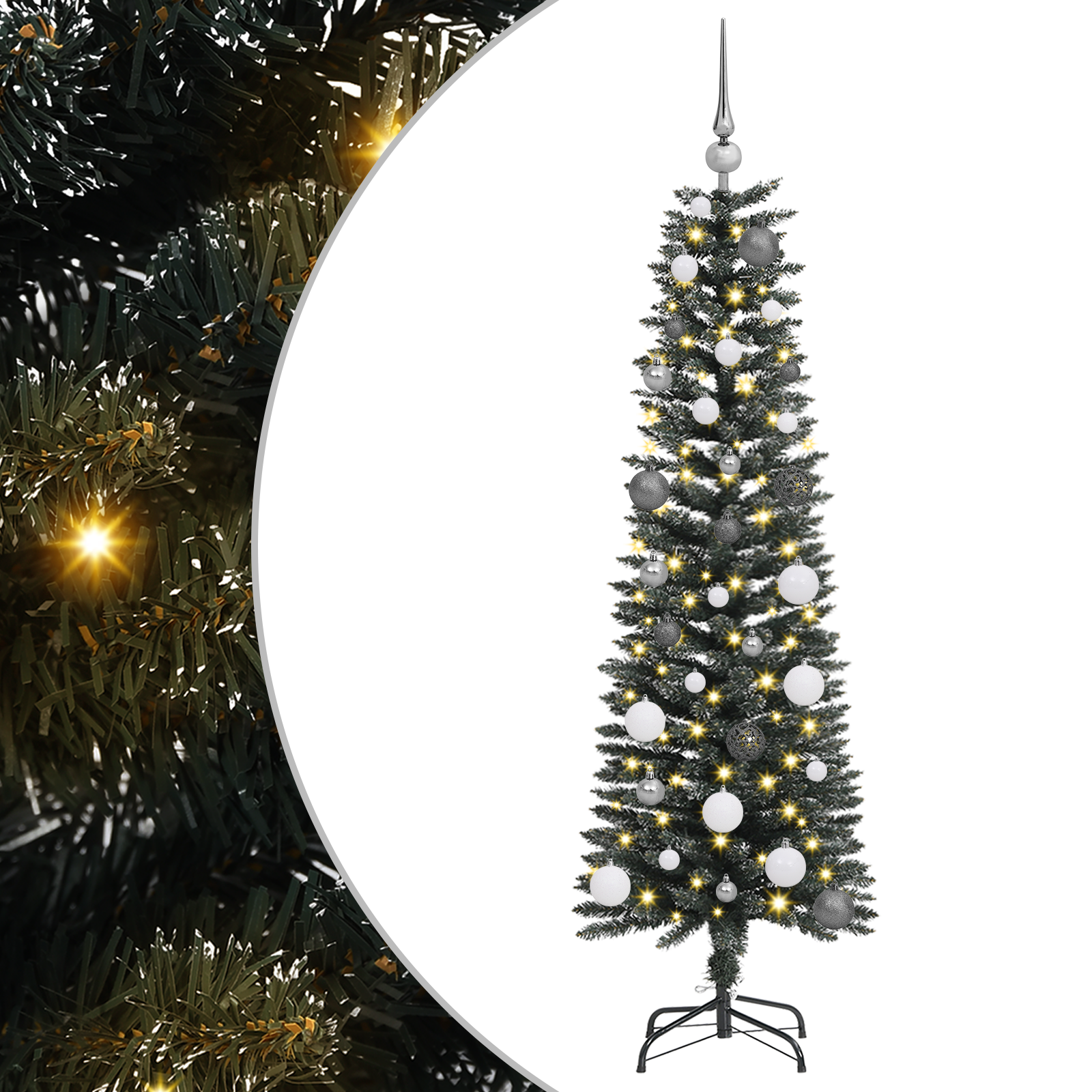Artificial Slim Christmas Tree With Stand Green Pvc