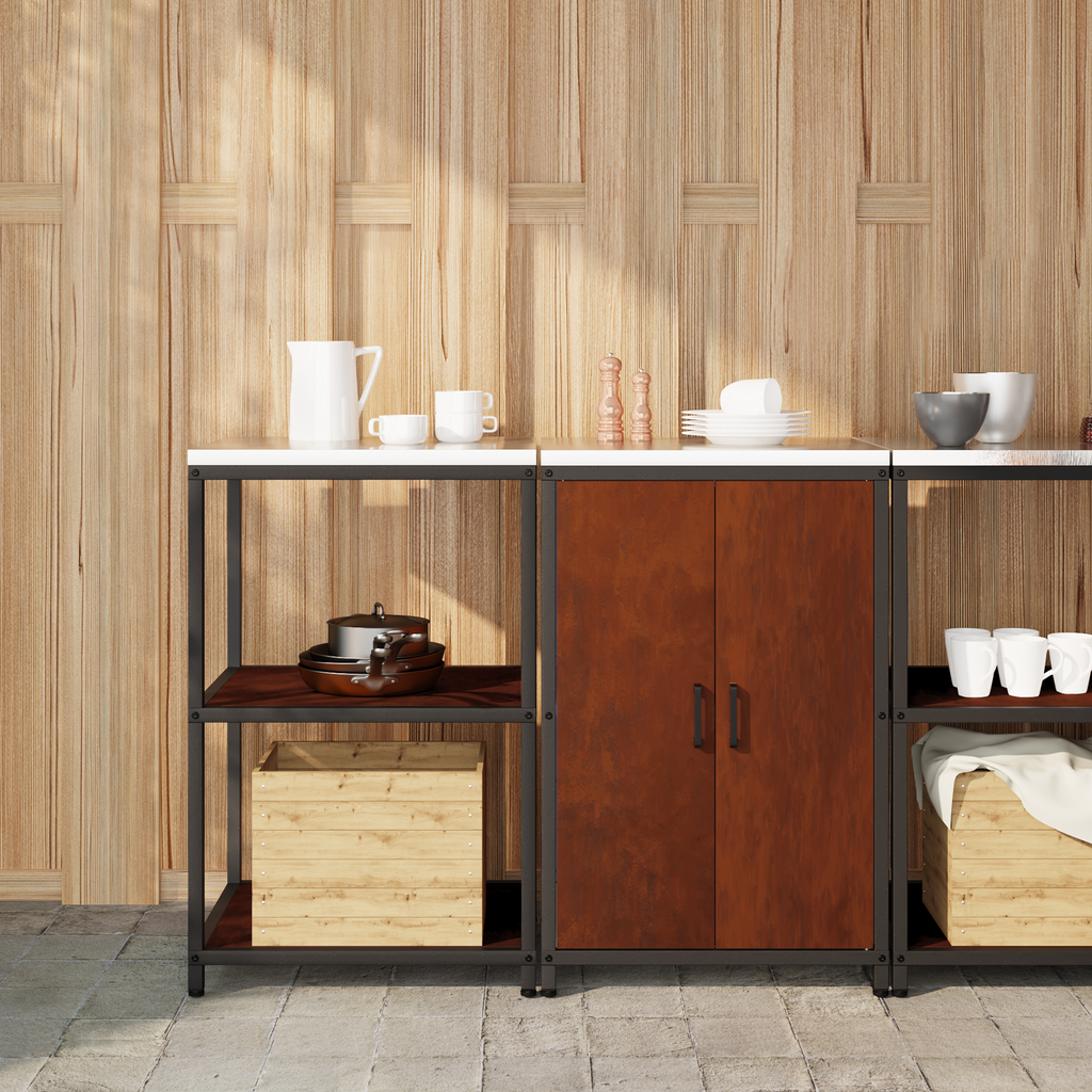 Kitchen Storage Set Hattem 2 Pcs Rusty Steel