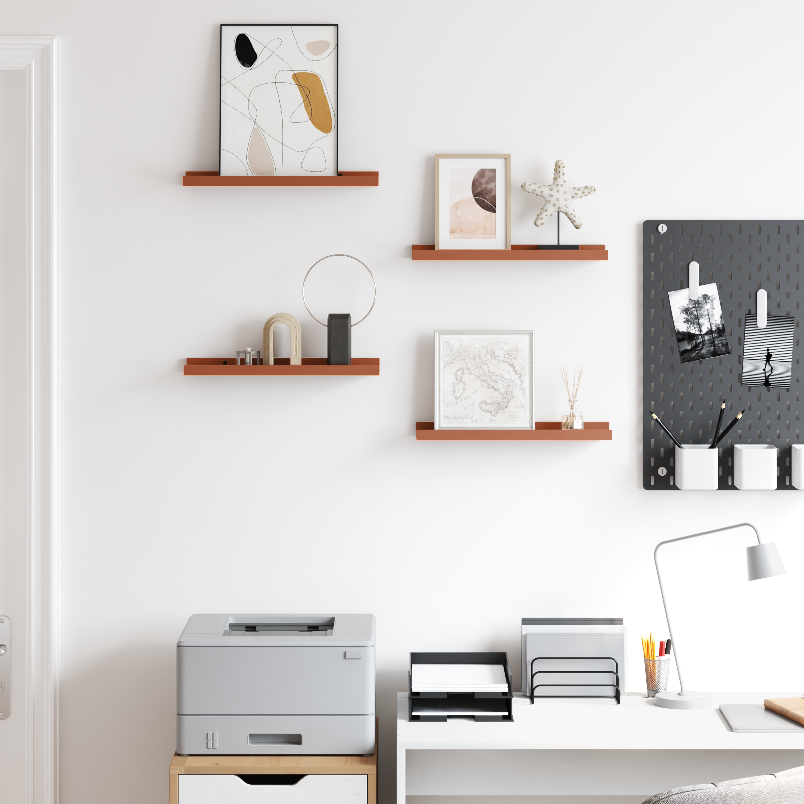 Wall Shelf With Shelf 4 Pcs Enginee Wood