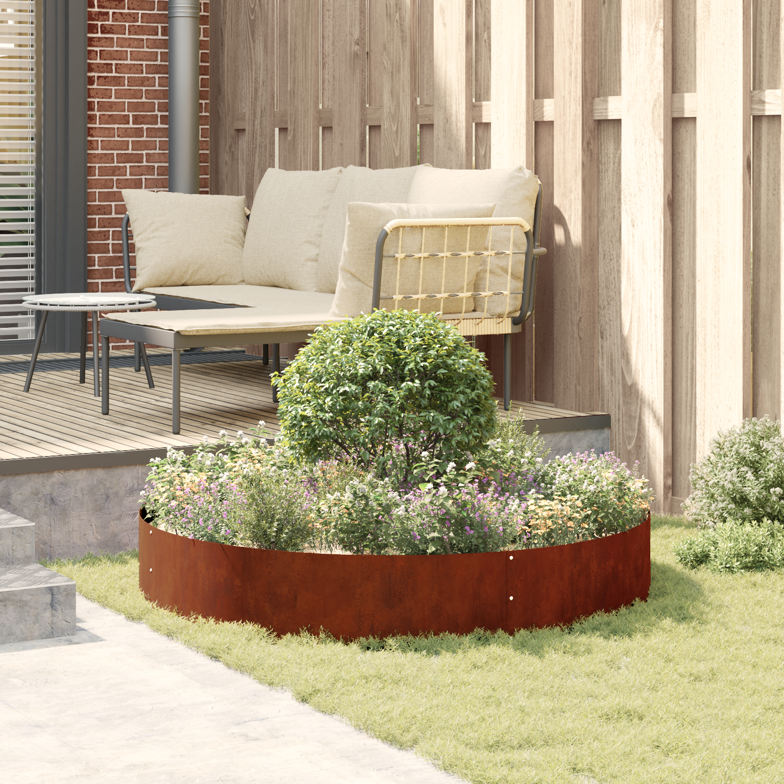 Planter Ring Brown 120 X 120 X 20 Cm Weathering Steel