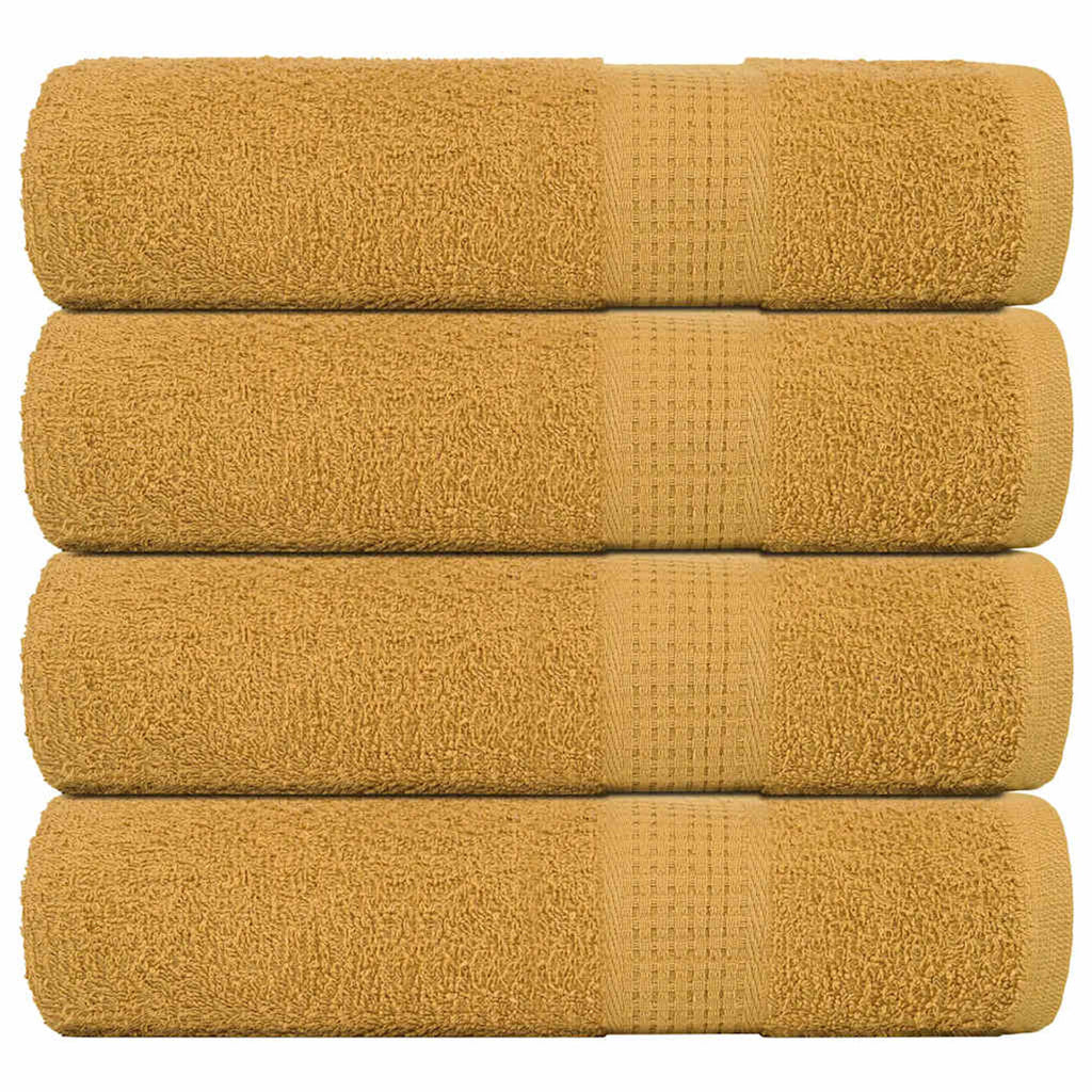 Towel Cotton Gold 100 x 50 cm Bathroom Bath Linen Home Towels 4 pcs Hand