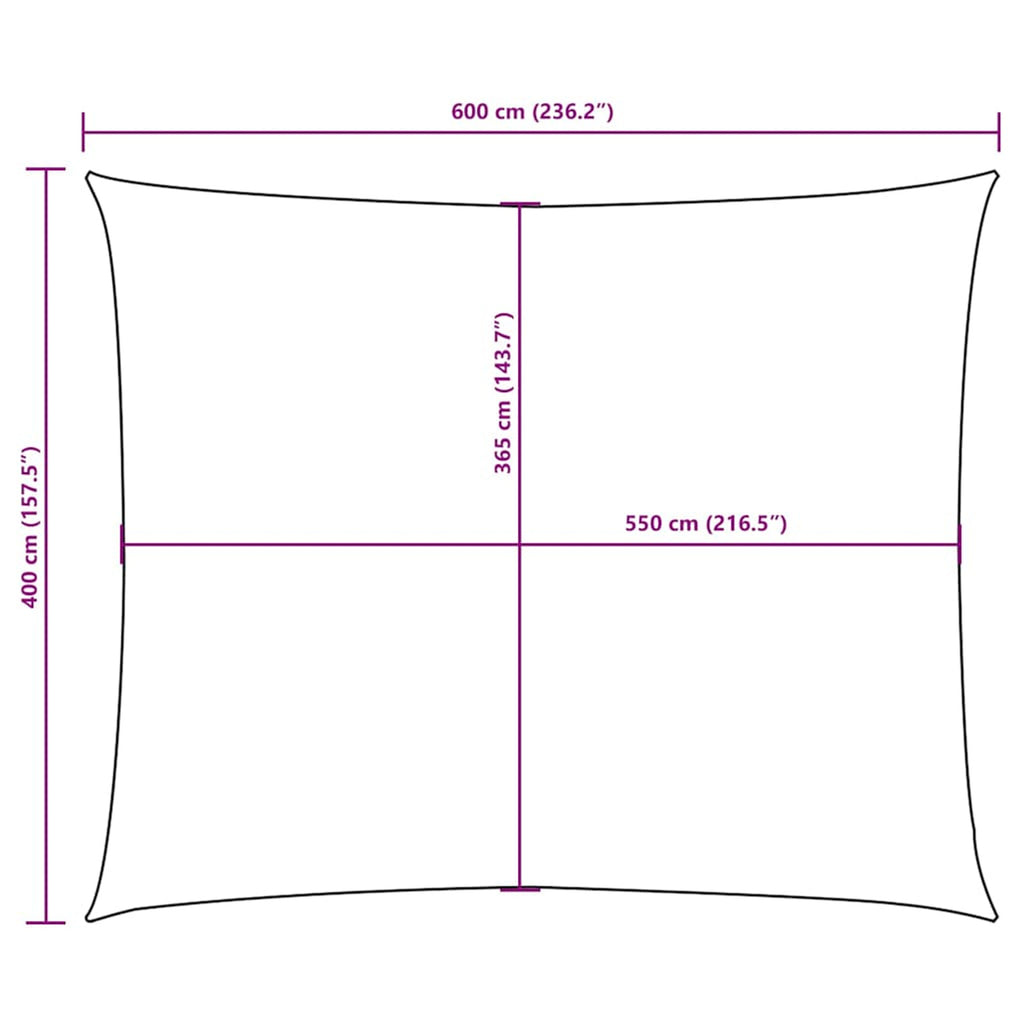 Sunshade Sail Oxford Fabric White Water Resistant UV Resistant 400 x 600 cm