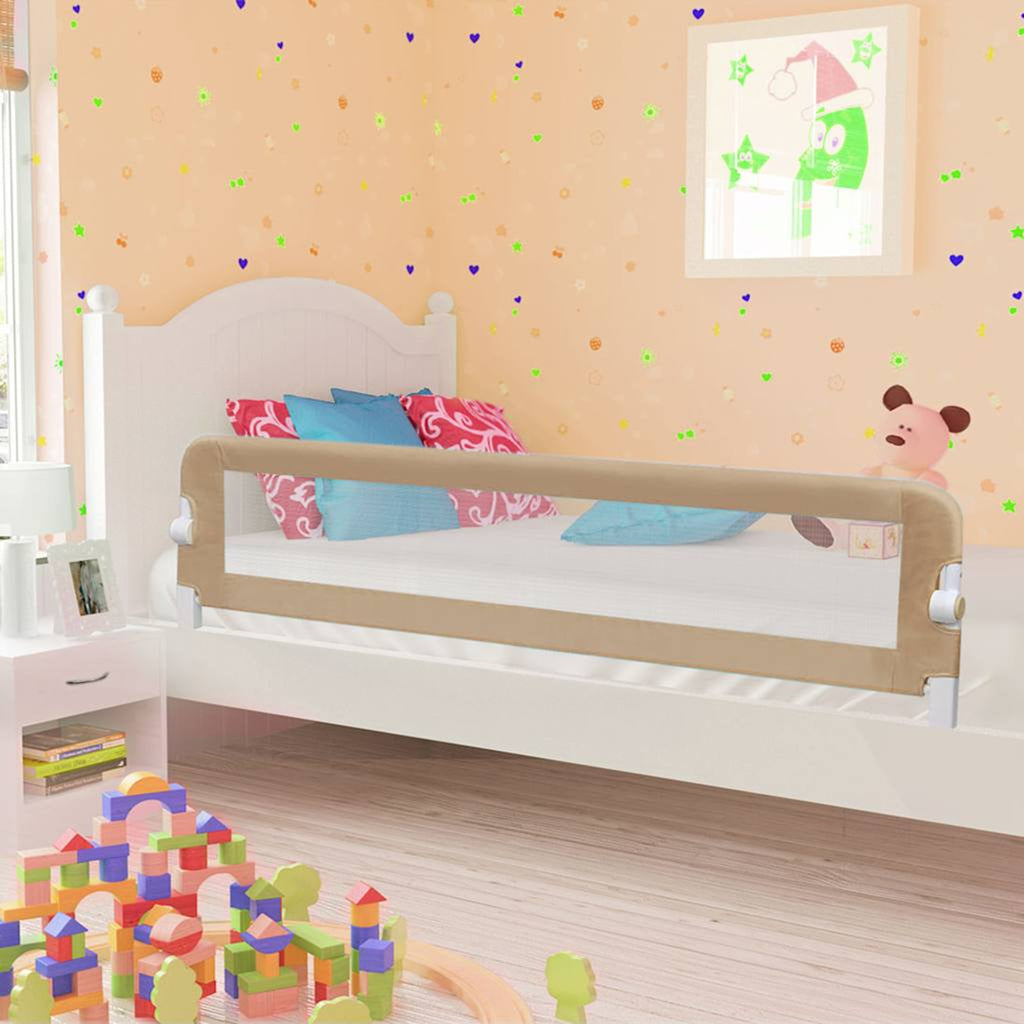 Toddler Safety Bed Rail Polyester Taupe 180 x 40.5 x 42 cm Child Bed Guard