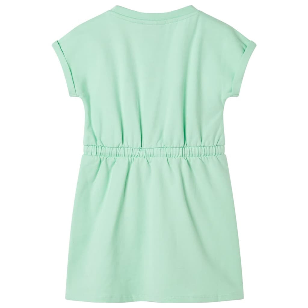 Dress Cotton Bright Green 128 Kids' Dresses Kids' Dresse Kids'Dress Drawstring