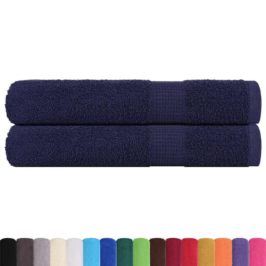 Towel Cotton Navy Blue 200 x 80 cm Bathroom Bath Linen Home Towels 2 pcs Sauna