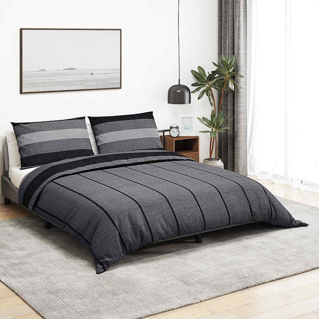 Duvet Cover Cotton Dark Grey 200 x 135 cm Bedding Bed Linen Bedroom Quilt