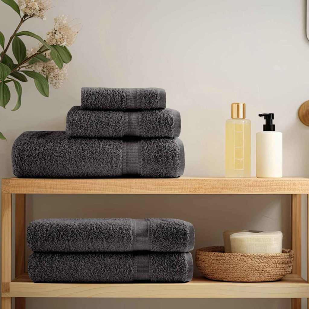 Towel Cotton Anthracite 15 x 21 cm Bathroom Bath Linen Home Towels 4 pcs Guest
