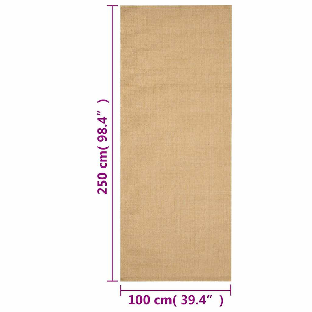 Rug Sisal Natural 250 x 100 cm Floor Mat Home Decor Floor Covering Rugs