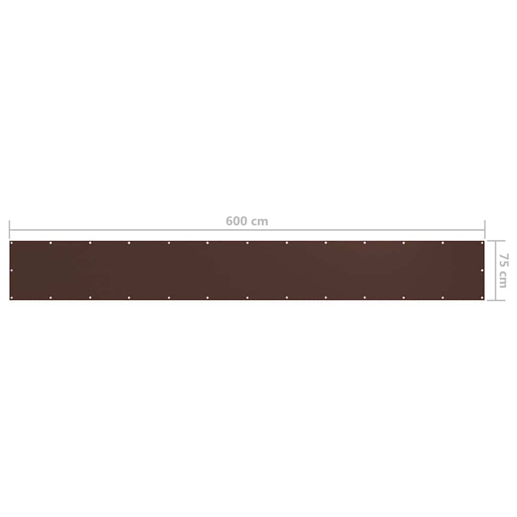 Balcony Screen Oxford Fabric Brown Waterproof UV Resistant 75 x 600 cm 75x600cm