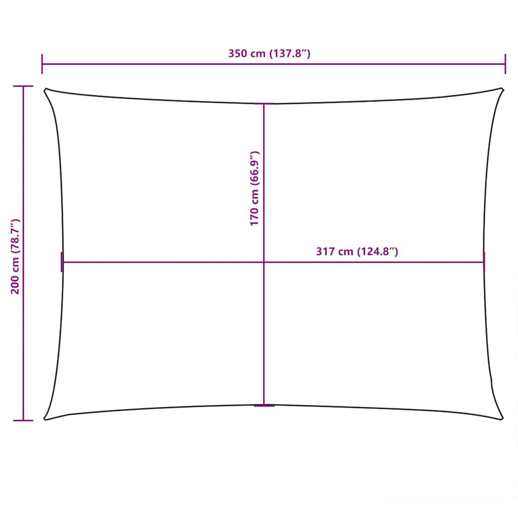 Sunshade Sail Oxford Fabric Terracotta Water Resistant UV Resistant 200 x 350