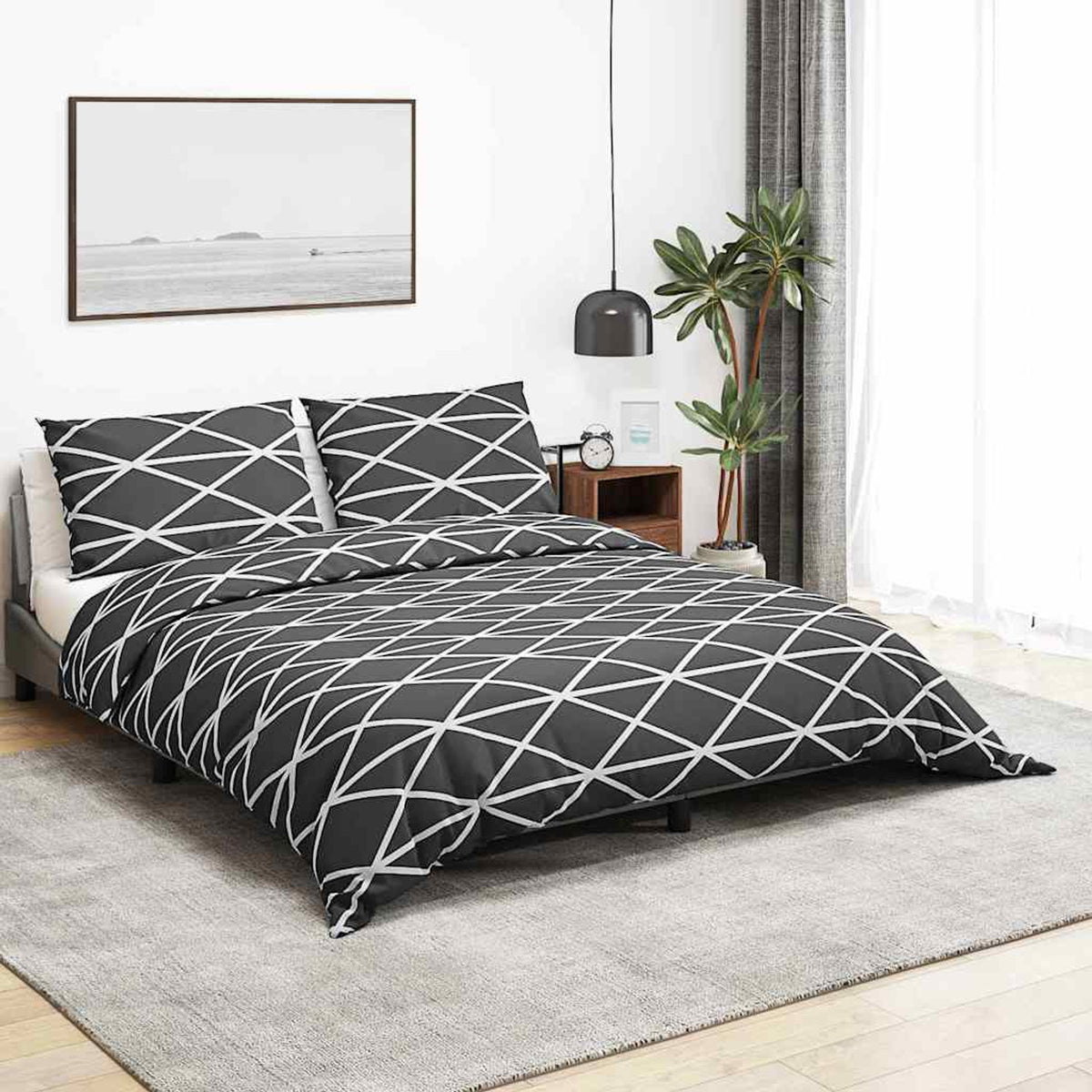 Duvet Cover Cotton Grey 220 x 155 cm Bedding Bed Linen Bedroom Quilt 220x155cm