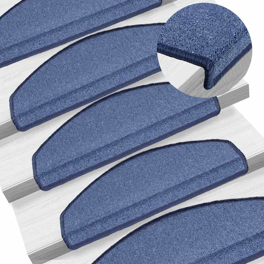 Stair Mats Non-Slip Needle-Punched Fabric -100% Blue Foldable 65 x 24 x 4 cm