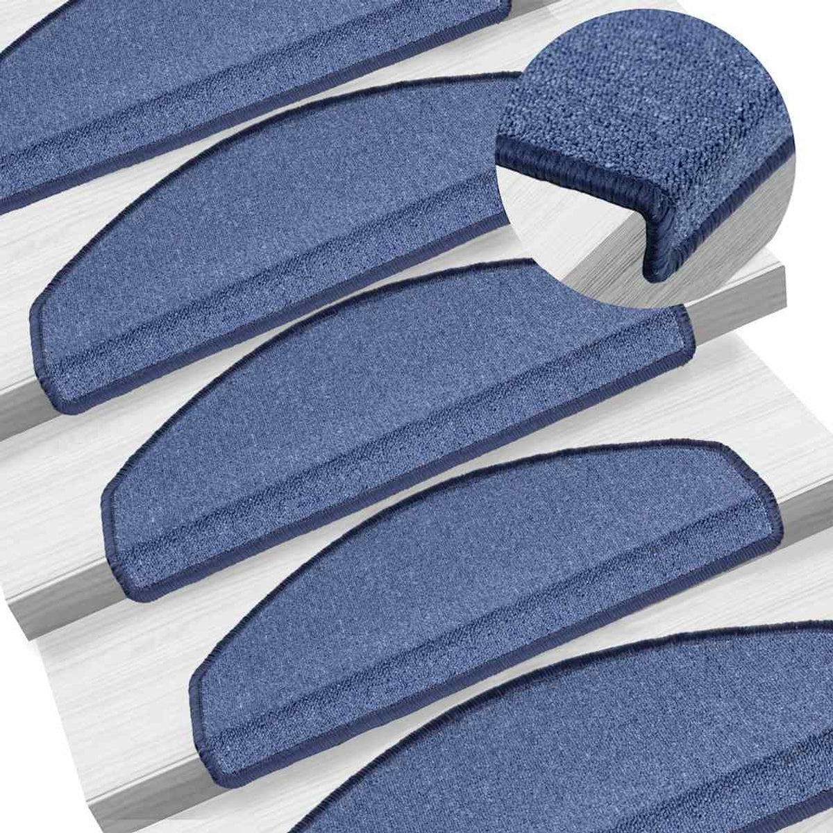 Stair Mats Non-Slip Needle-Punched Fabric -100% Blue Foldable 65 x 24 x 4 cm
