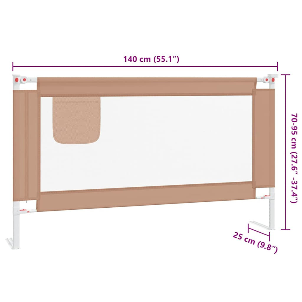 Toddler Safety Bed Rail Fabric (100% Polyester) Taupe 140 x 25 x 95 cm