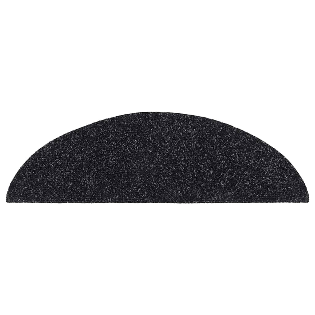 Stair Mats Self-Adhesive Half Round Needle-Punched Fabric (100% Black Floor